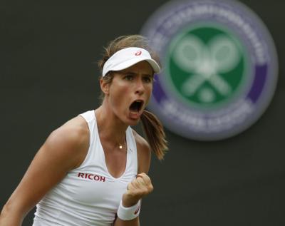 Йоханна Конта  в тяжёлом матче обыгрывает Донну Векич на Wimbledon
